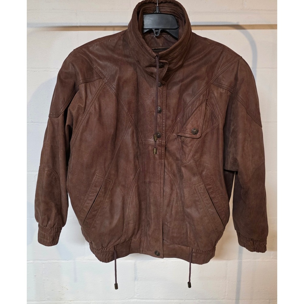 Vintage Adventure Bound Brown Leather Bomber Jacket Thinsulate Insulated Size L